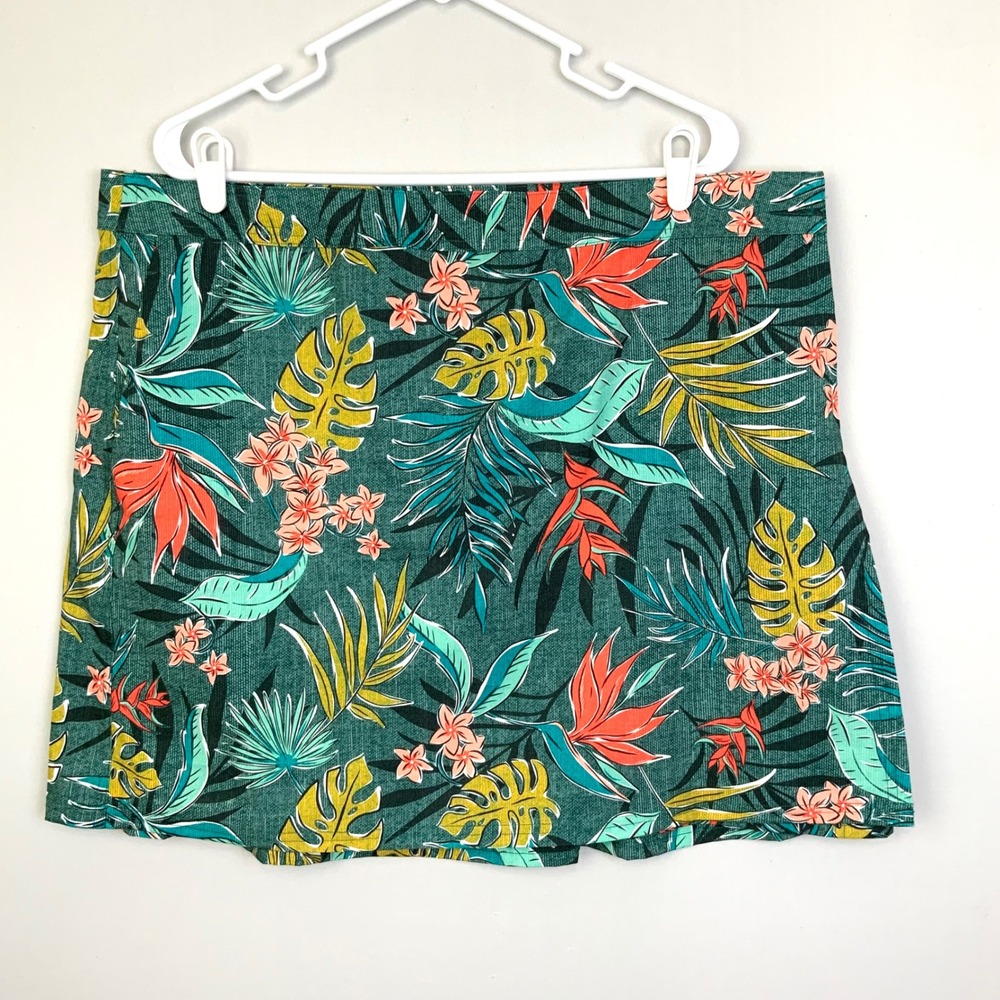 Rip Skirt Hawaii Sz XXL Bali Jungle Palm Monstera Multicolor Wrap Skirt Length 2